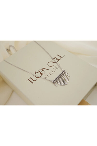 ATELİER TUĞBA Kol763 Half Moon Pendant with Hanging Rod Detail