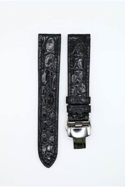 Atelier Uglai Black alligator Leather watch Belt , 20x18mm, Handmade by UGLAI...