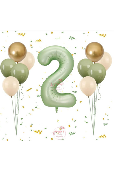 RÖNESANS PARTİ Rönesans Water Green Number Balloon Set Age-2