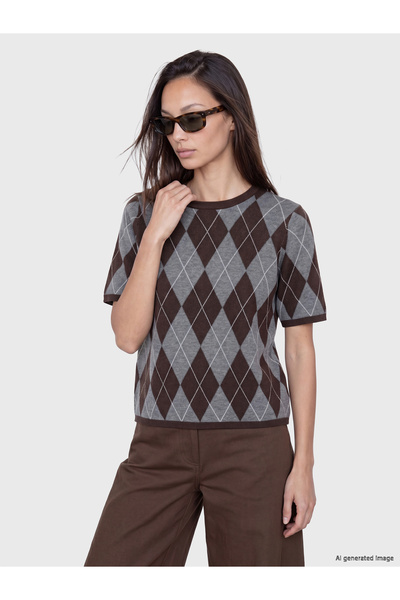 LC Waikiki Pulover tricotat de damă cu model argyle