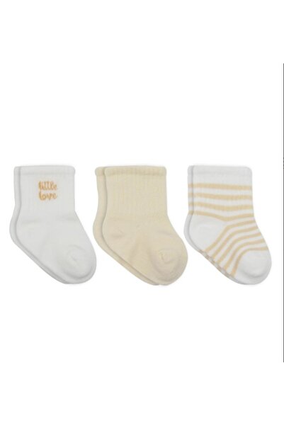 Bistyle Soket Çorap Penye 3lü Little Love Girl Ekru Natural