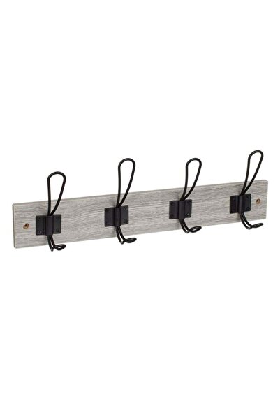 victiny Cuier din lemn gri cu 4 cârlige 45 x 7 x 1.2 cm