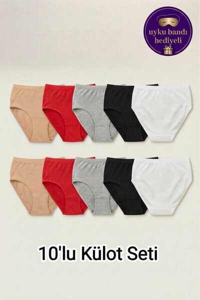 Sedef Yıldızı Women's 10-Pack Plus Size High Waist Cotton Elastic Waistband G...
