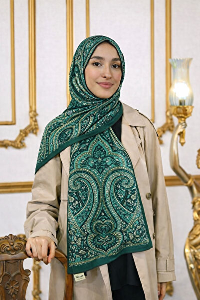 SHAWL SECRET Glamour Cotton Ethnic Soft Shawl 52829 Green Ethnic Pattern