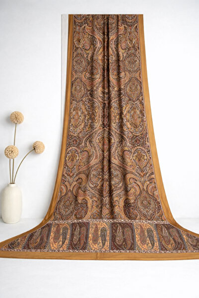 SHAWL SECRET شال قطني عرقي فاخر 2 - 52848 أصفر خردلي برتقالي