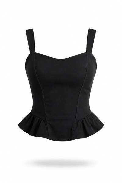 5in1Canpolat Black Flounce Bustier 17722