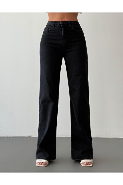 Clothes Fast Women's Fume High Waist Wide Leg Long 100% Cotton Denim Jean Pants