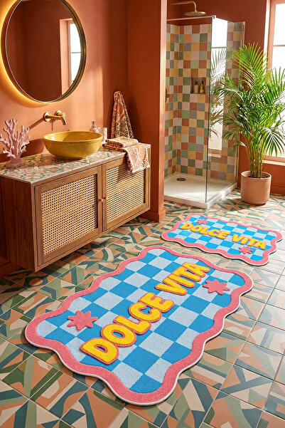 Nihai Ev Digital Non-Slip Washable Colorful Double-Sided Modern Bath Mat Bath...