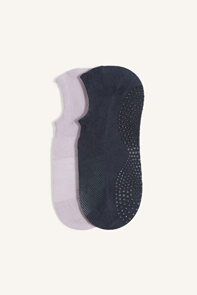 DeFacto Women's Ballerina Cut Non-Slip Sole 2-Piece Cotton Pilates Socks I128...