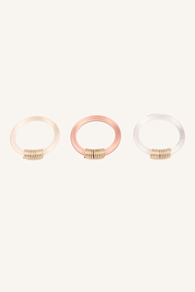 DeFacto Women's Metal Wrap Detailed Transparent 3-Piece Ring Set I1617Axns