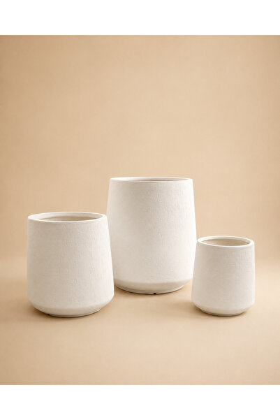 ELEGANT HOME White Fiber Gypsum Trays for Natural and Artificial Plants Three...