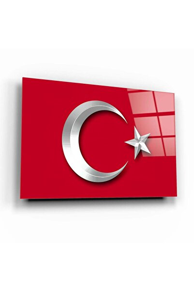 Yonca Decor Türk Bayrağı Cam Tablo 30x45 cm Dekoratif Duvar Dekoru