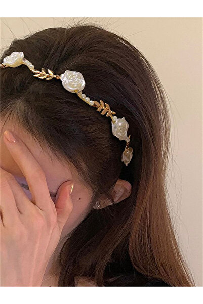 Take Two By Styli White Rose and Pearl Embellished Headband