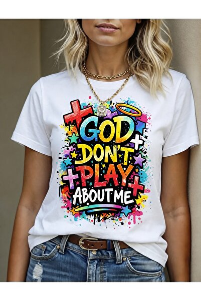 Generic Brand Colorful GOD DON'T PLAY ABOUT ME Graffiti Design,casual wear,wo...