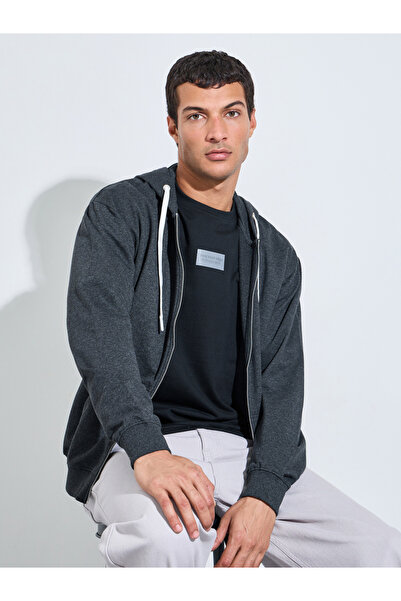 Styli Relaxed Fit Zip Hoodie with Contrast Drawcord