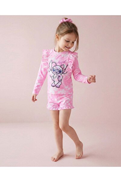 REDTAG Girls Pink Stitch Swim Shortie Set