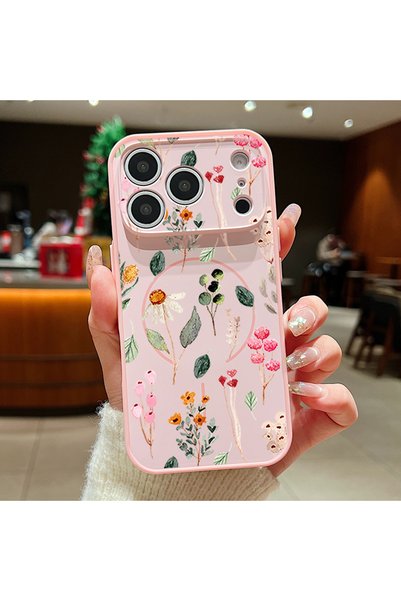 Choice90 iPhone17 Pro Max A088 Pink Flowers Pattern Magnetic Phone Case For i...