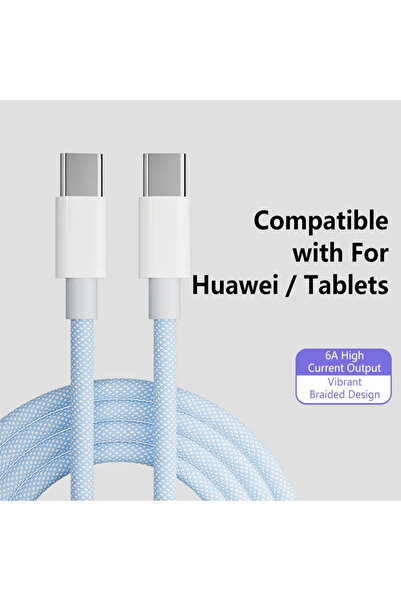 Choice14 1m Blue 1Pcs 100W Super Fast Charge Cable Colorful Type-C To C Braid...
