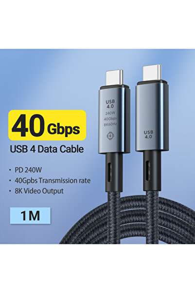 Choice 1m 240W PD USB C to USB C Braided Cable 40Gbps High Speed Data Transfe...
