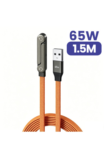 Choice 1.5M A-C Orange 65W 2 in 1 USB To Type C Cable Type C Fast Charging De...