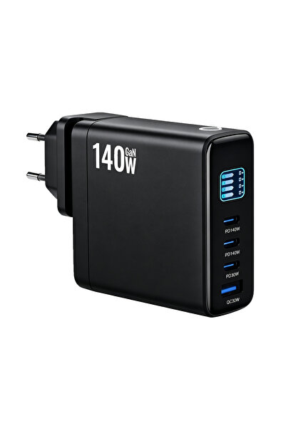 Choice3 black EU 140W GaN USB Charger 3C1A Desktop Fast Charge USB Type C Cha...