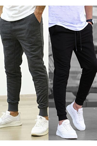 TORUK MAKTO Set of 2 Unisex Ribbed Leg Sweatpants Jogger Comfortable Fit Dail...