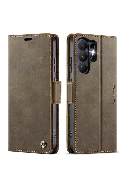 Choice13 Galaxy S26 Ultra Coffee CaseMe Retro Magnetic PU Leather Wallet Phon...