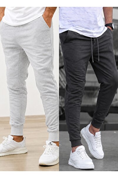 TORUK MAKTO Set of 2 Unisex Ribbed Leg Sweatpants Jogger Comfortable Fit Dail...