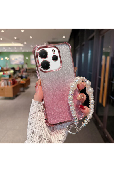 Choice16 Redmi Note 14 5G Pink Gradient Glitter Shockproof TPU Phone Case wit...