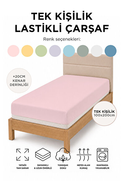 100x200 PAMUKLU LASTİKLİ ÇARŞAF - TEK KİŞİLİK - RANFORCE