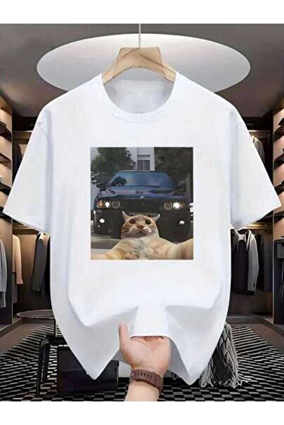 kai22 Summer New Fashion Street Casual Funny Cat Print Comfortable Soft Breat...