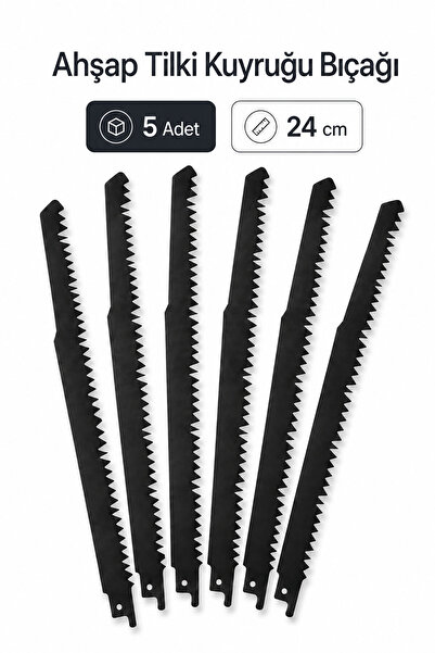 Badem10 Tilki Kuyruğu Ahşap Testere Bıçağı 5 Adet 24 cm Budama Ahşap Kesme Bu...