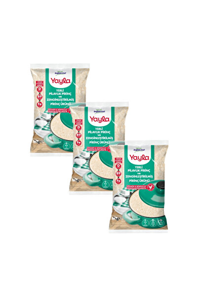 Yayla Yerli Pilavlık Pirinç ve Zenginleştirilmiş Pirinç Ürünü (D+B9+Fe) 1 kg x3