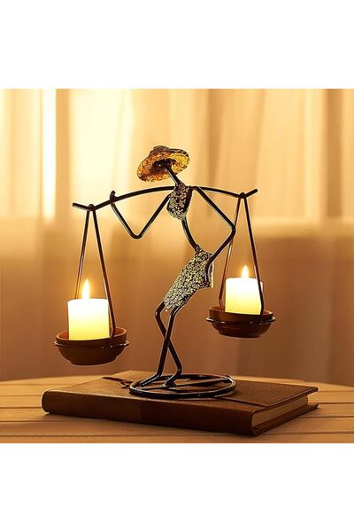 GENERAL Black Retro Candle Holder African Tribal Lady Rustic Candlestick Hold...