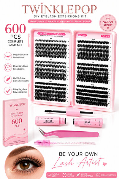Twinkle Pop DIY Kirpik - Takma Kirpik 600 Adet Kirpik Seti Kitap Model 30-40-...