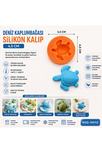 pratikpastacılık Silicone Mold with Sea Turtle Figure 4.5 cm – Cake, Cookie, ...