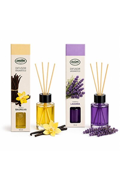 AUM Set Difuzoare Aromatice – 2 Arome Diferite (Vanilie & Lavandă) – 2×50 ml ...