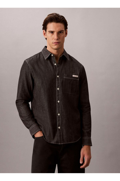 Calvin Klein Jeans Siyah Erkek Classic Fit Logo Baskılı Gömlek LV04RG115GUB1 ...