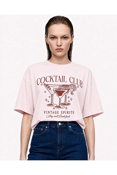 HAKKE Coctail Club Printed Oversize T-Shirt
