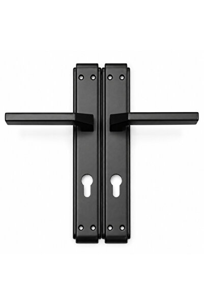 Generic Matte Black Door Handle Set with Long Backplate, Modern Interior Squa...