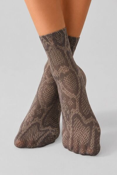 NEEWSTORE Gray Snake Patterned Thin Socks
