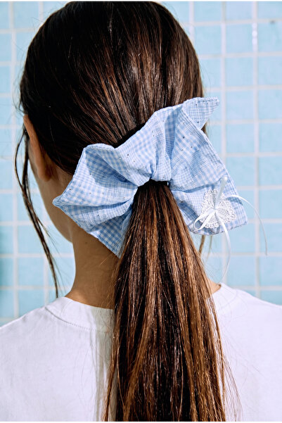 Katia&Bony Bow Detailed Stoned Rubber Buckle Blue