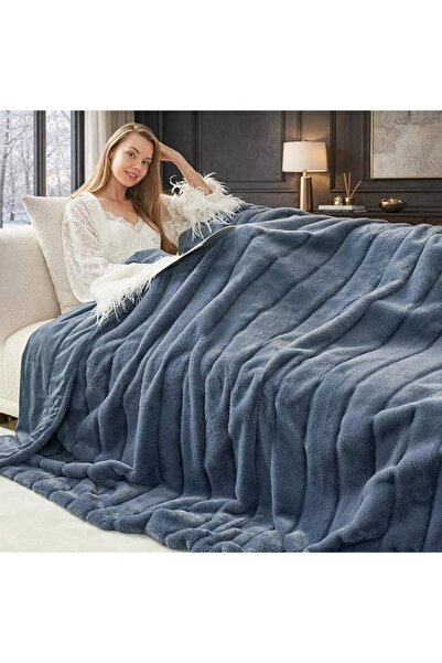 Cozy Bliss Faux Fur Throw Blanket for Couch, Cozy Soft Plush Thick Winter Bla...