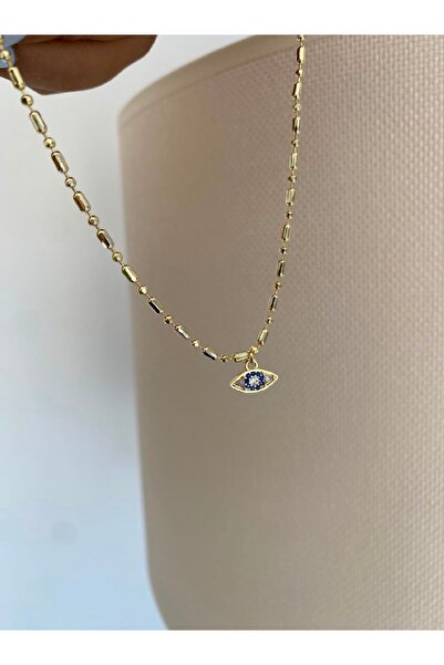 Bade Jewelry Fd Vip Gold Dark Blue Eye Detailed Anti-Tarnish Steel Stylish An...