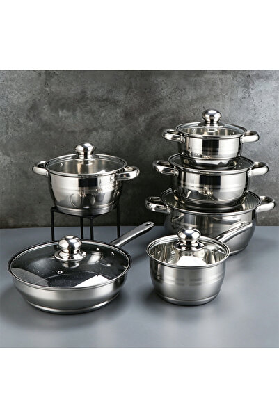VUCATIN Stainless steel cookware set, including a stew pot, soup pot, and fry...