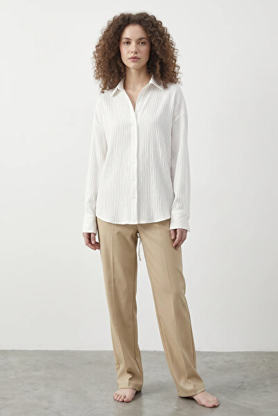 Generic Brand Women's White Shirt with Back Tie Detail and Self-Drawstring
