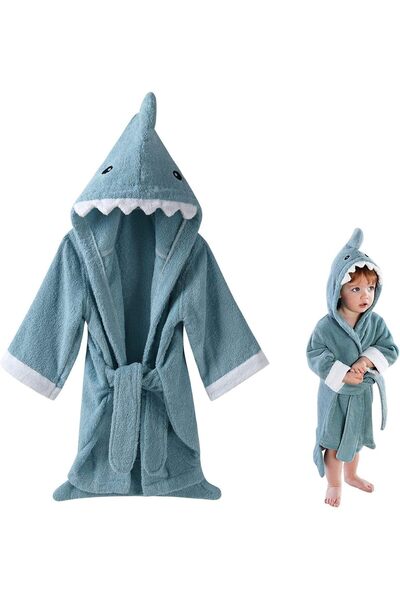 URAQT 3D Animal Design Bathrobe for Kids, Super Soft Flannel Hooded Bath Towe...