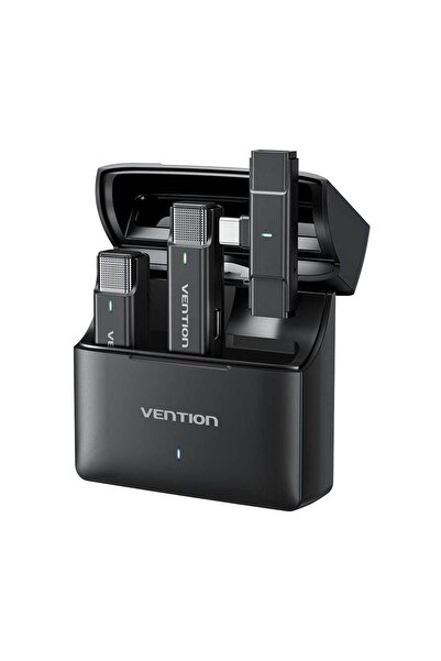 Vention İkili Kablosuz Yaka Mikrofonu 300m 30 Saat Pil Ömürlü 3 Kademeli Gürü...