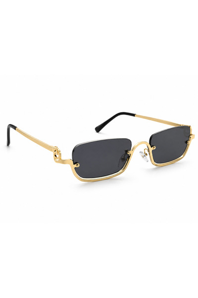 Vexxa Ochelari de Soare Unisex, Rama Aurie Metalica, Lentile Negre, Design Mo...