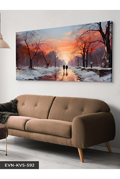 Evinemoda Walking on a Snowy Road One Piece Canvas - Canvas Art Print